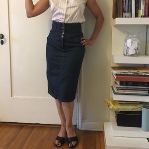 High waisted denim skirt